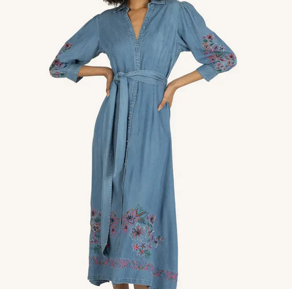 Women’s Lyocell V-Neck Dress – Elegant 3/4 Sleeve Casual Dress