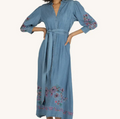 Women’s Lyocell V-Neck Dress – Elegant 3/4 Sleeve Casual Dress