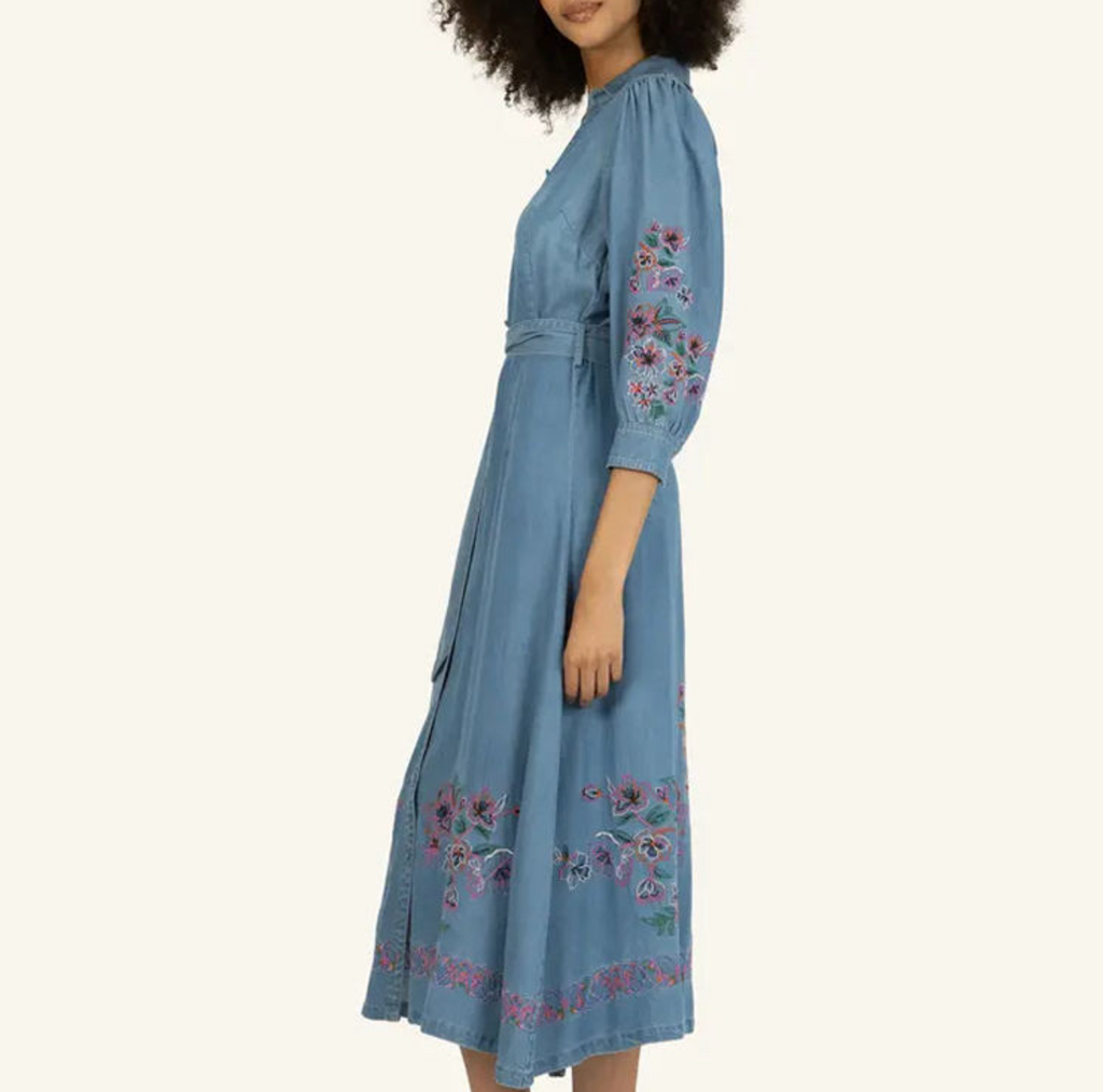 Women’s Lyocell V-Neck Dress – Elegant 3/4 Sleeve Casual Dress