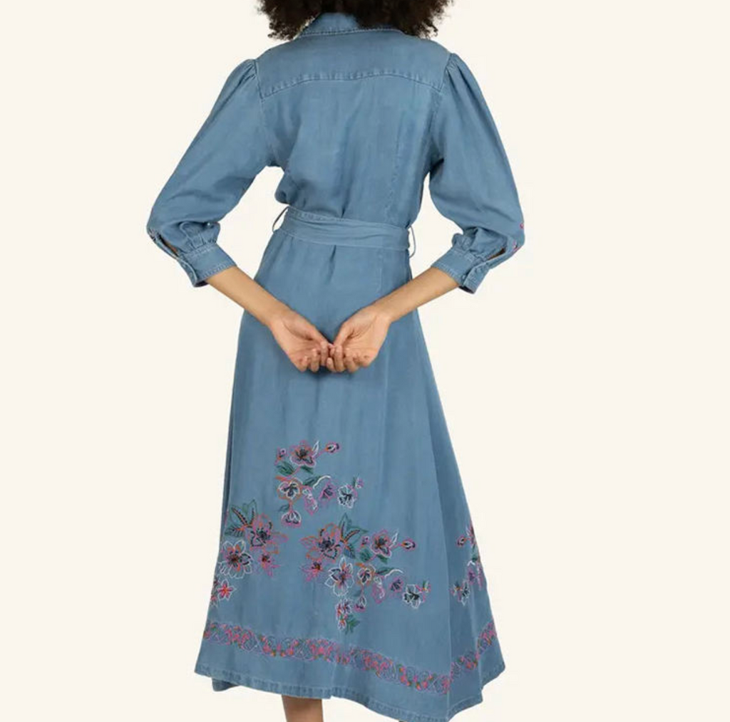Women’s Lyocell V-Neck Dress – Elegant 3/4 Sleeve Casual Dress