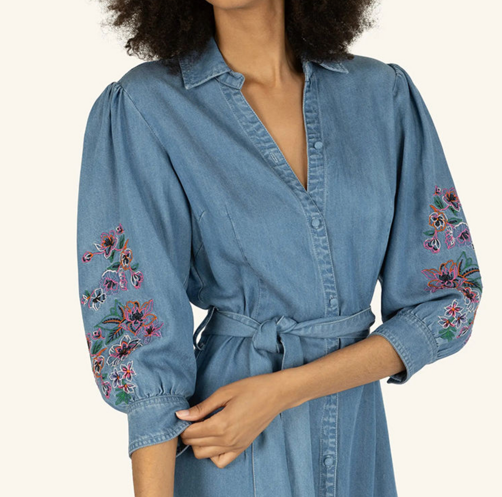 Women’s Lyocell V-Neck Dress – Elegant 3/4 Sleeve Casual Dress